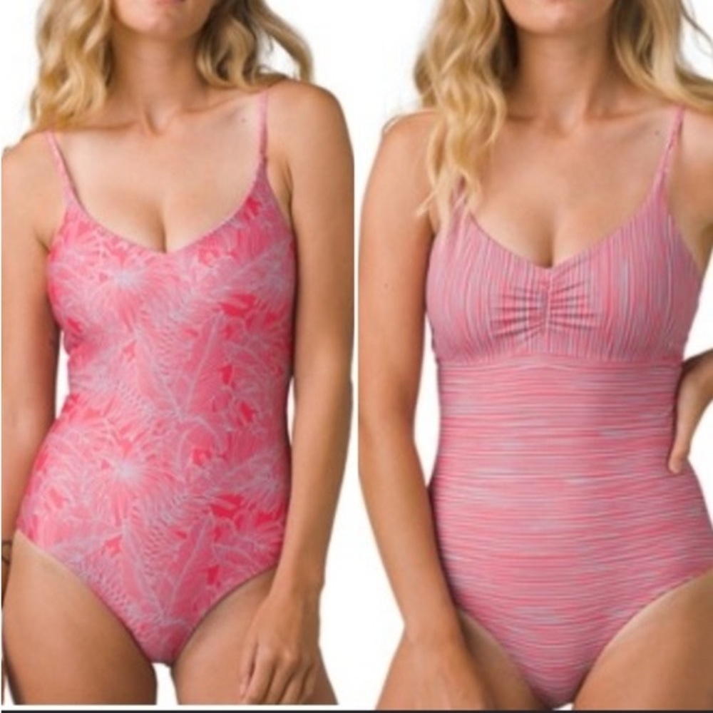 Prana Jess reversible one piece swimsuit bathing suit swimwear Beach summer pink - Picture 1 of 13